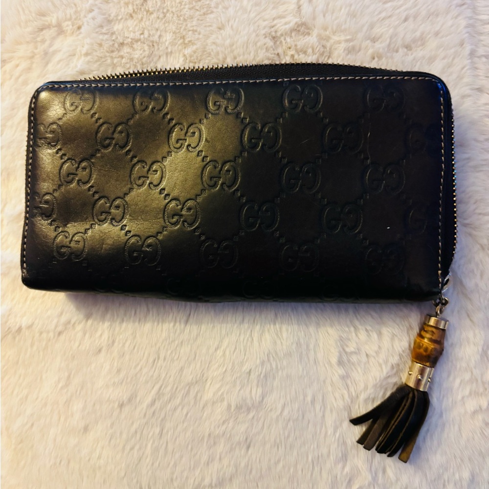 Gucci Brown Leather Wallet with Tassel